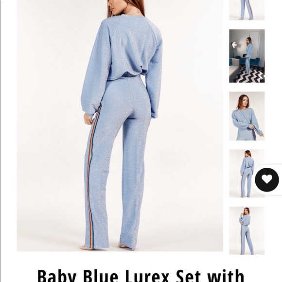 Sundar Bay Baby Blue Lurex Set with Band - Picture 4 of 5